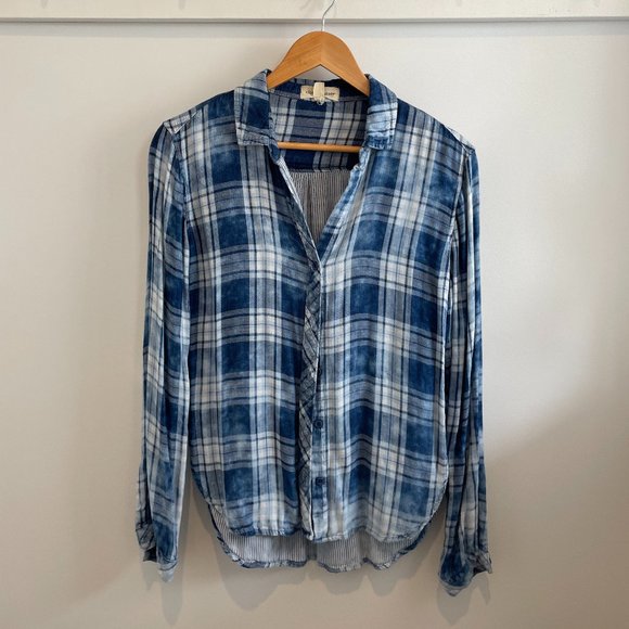 Cloth & Stone Blue Plaid Soft Buttondown Sz. XS - Picture 1 of 4